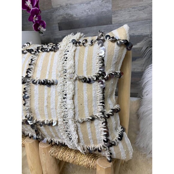 Vintage Moroccan Wedding Blanket Pillow Berber Handira 03YS00353 - Picture 7 of 10